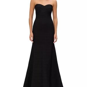 Herve Leger Black Strapless Maxi Dress Size XS
